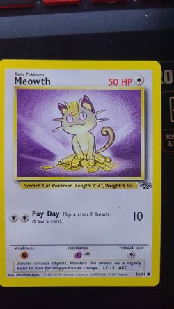 Pokemon Card - Meowth- Vintage Classic Rare 56/64 - Nintendo toy kids gift Xmas