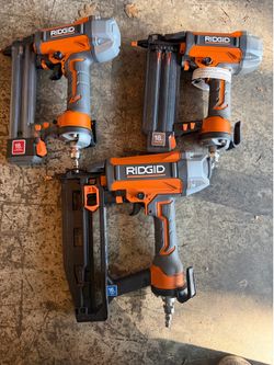 RIDGID 18 GA Brad Nailer, 18 GA Crown Stapler, 16 GA Straight Nailer Set