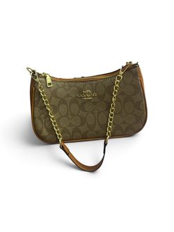 Coach Brown Signature Canvas Chain Shoulder Bag