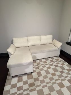 Cream Bouclé L-Shaped Sectional Sofa – $125 OBO