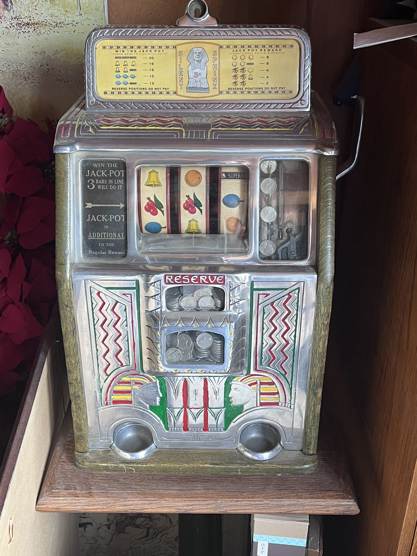 Rare 1932 Silent Sphinx Nickel Slot Machine/Man Cave