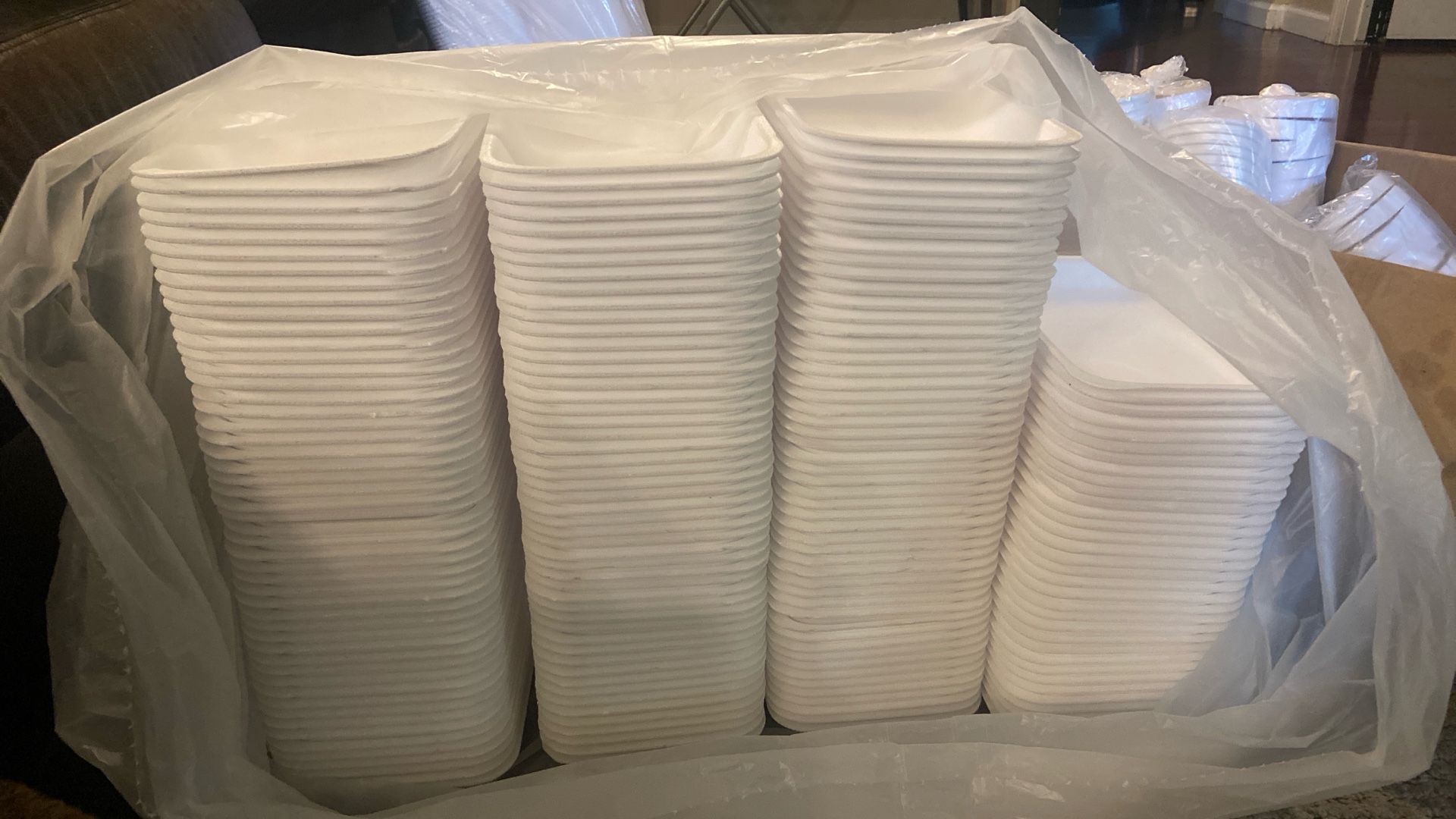 White Styrofoam Rectangle Trays