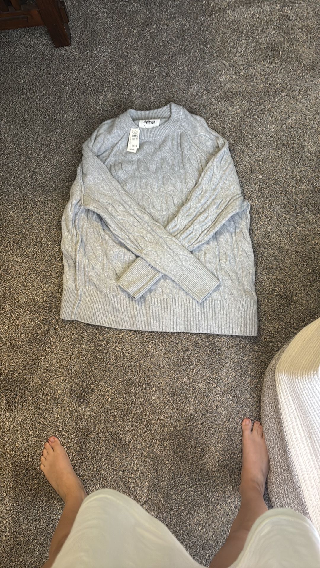 Aerie Gray Crewneck Sweater Soft Knit Versatile
