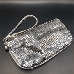 New York & Company Silver Mesh Wristlet Clutch