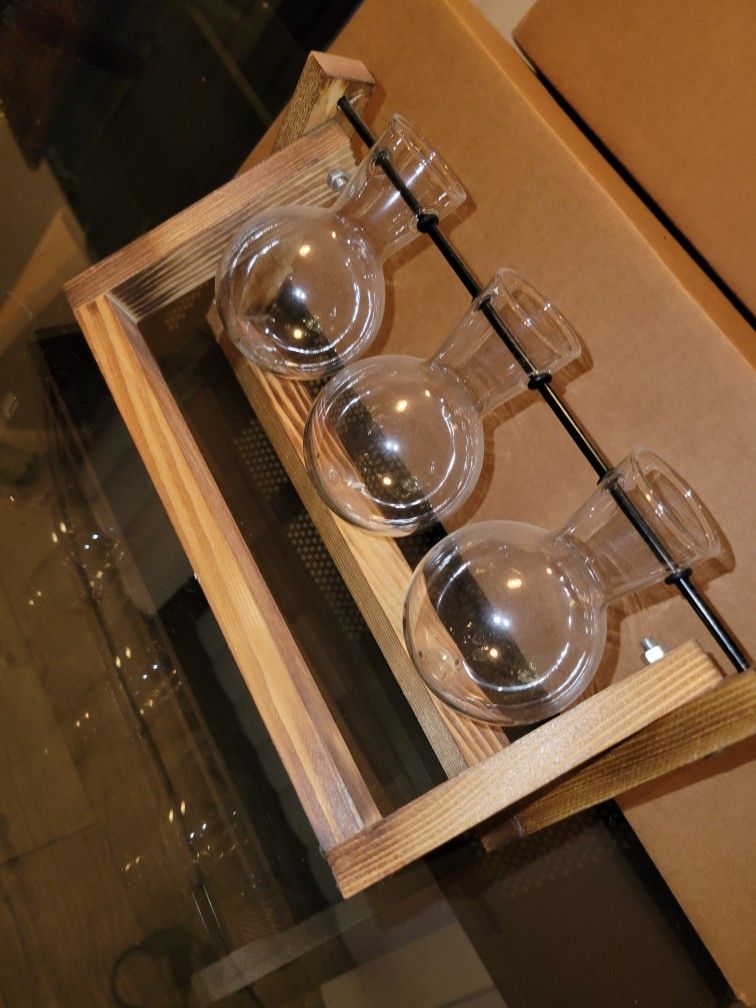 Plant Propagation Stations - Wood With Glass Containers
