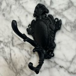 3 Heavy Wrought Iron Metal Wall Hooks