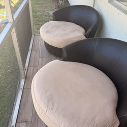 Modern Swivel Barrel Chairs – Set of 2 – Oversized Lounge Chairs