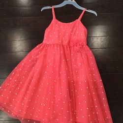 Cute H&M Girls Neon Orange Coral tulle Dress 6/7
