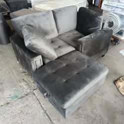 Love Seat With Ottoman 