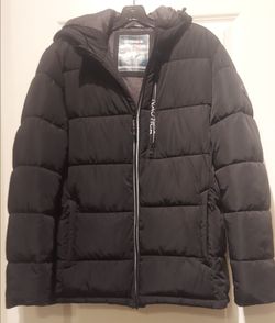 NAUTICA MEN'S BLACK PUFFER WATER RESISTANT ZIP JACKET ( MEDIUM )