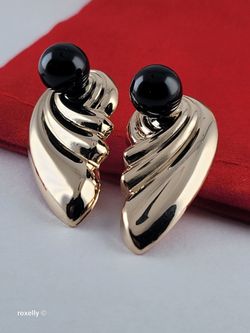 14K Yellow Gold Onyx Stud Earrings w/ Removable Jackets, Bellos Aretes👌🎁