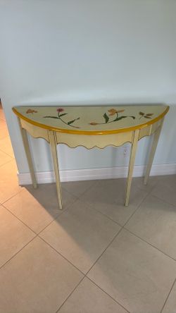 Half moon console table painted floral - must go pricing