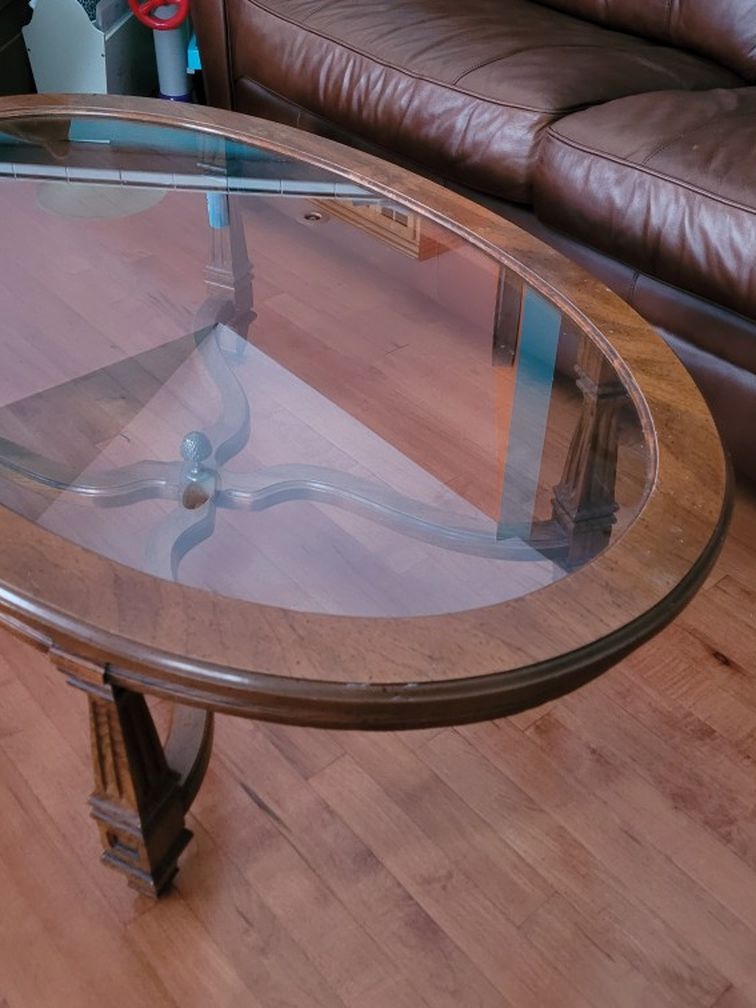 Glass and Wood Coffee Table