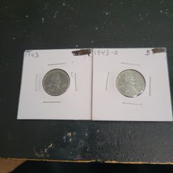 1943  D .Iron Penny & 1943 Penny  No Ceca 