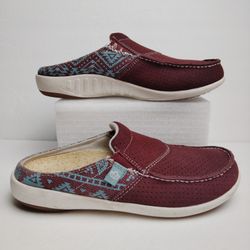 Spenco Women's Arizona Slide Maroon Aztec Print ~ Size 7