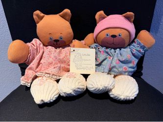 Jan Shackelford Little Pals Signed 1993 Matching Pair Cloth Dolls w/ Original Tag