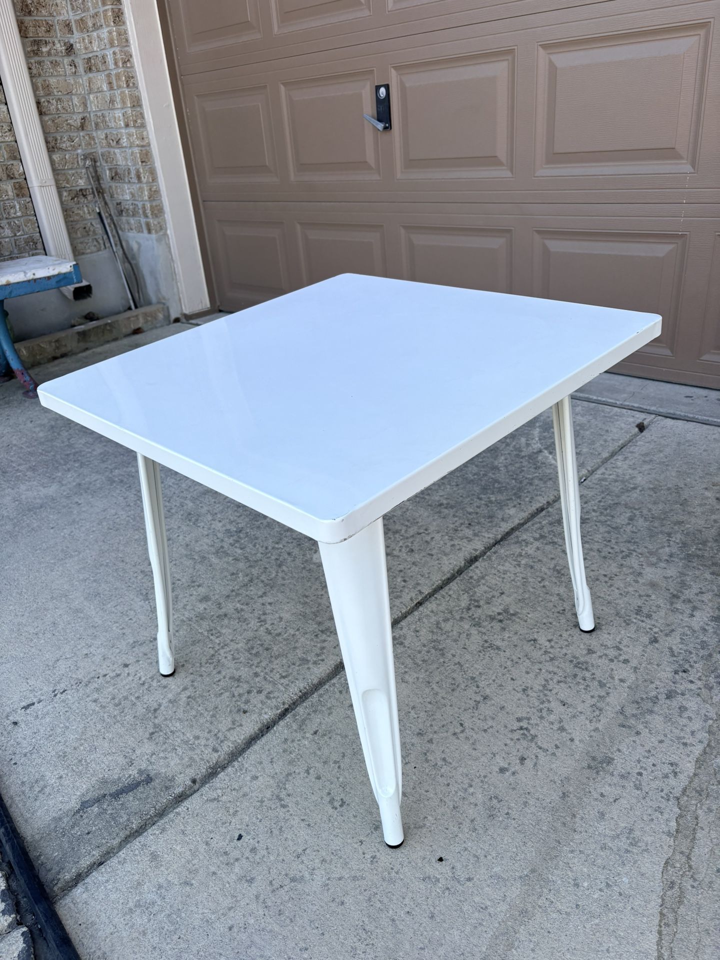 Strong And Sturdy White Enamel Metal Table Heavy
