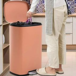 Pink 50L Step Trash Bin – Stainless Steel w/ Fingerprint-Proof Finish