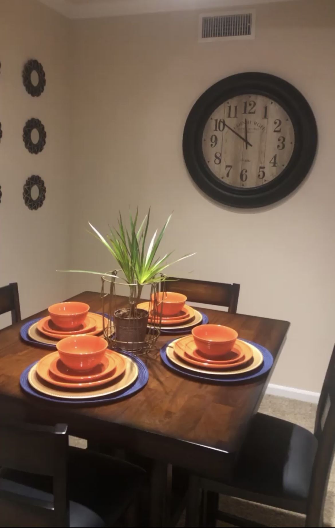 Wooden Dining Table With 4 Leather Cushioned Chairs !