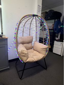 New Large Wicker Egg Chair With Table Bird Cage Chair Indoor Outdoor