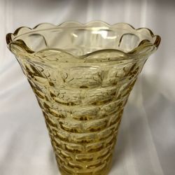 Federal Glass Yorktown Light Amber 8” Vase 1950’s