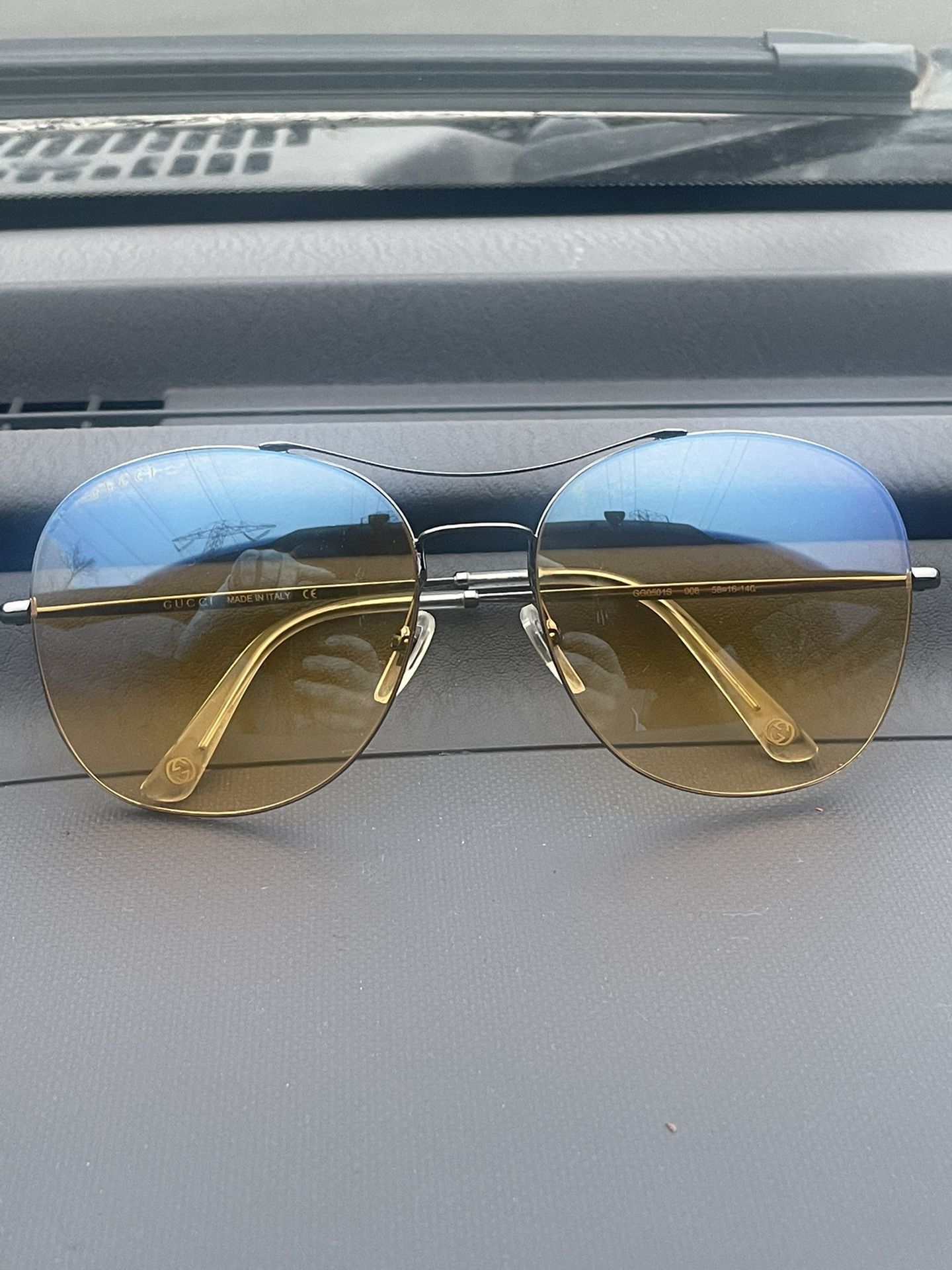 Gucci Silver & Yellow GG0501S 55mm Aviator Sunglasses for Sale in