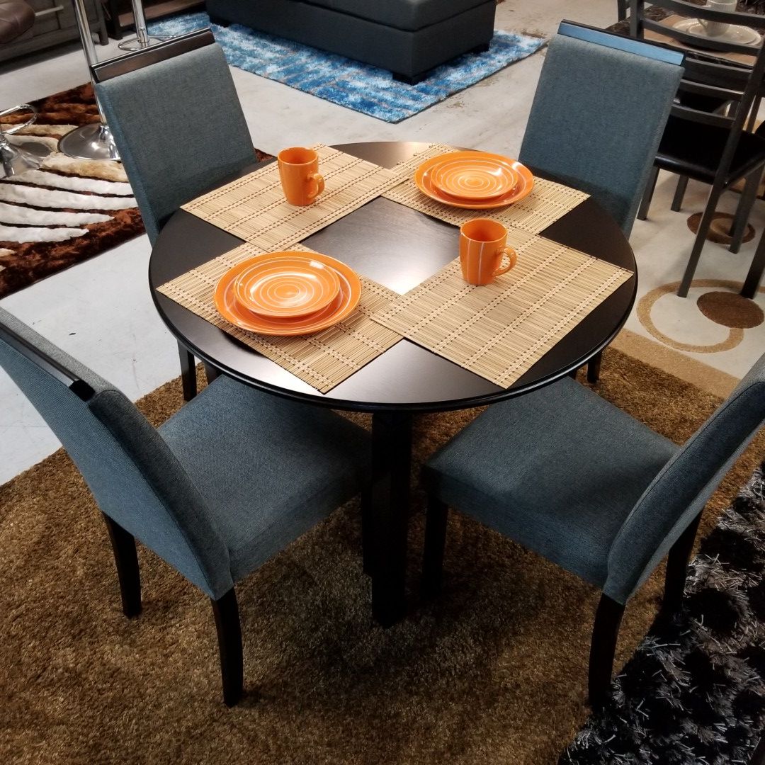 Brand New 42" Round Dining Table + 4 Chairs Included. EZ Payment Plans Available! No Credit Needed!