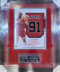 Bulls Dennis Rodman Signed, JSA-Certified, Custom-Framed 11×14 Photo Display Piece