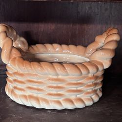 Ceramic Basket Vase Flower Basket Orange Color 