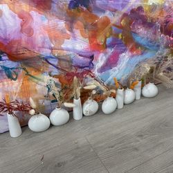 Bud Vases With Pampas/dried Flowers (10 Pieces)