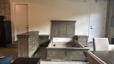 Wood bedroom set.