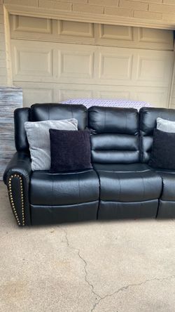 Sofa and loveseat black faux leather