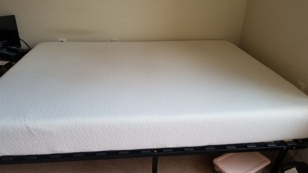 Queen size bed frame and mattress (memory foam)