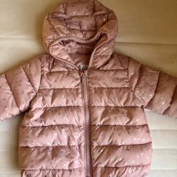 Gap Pink Coat With Stars 12-18mo