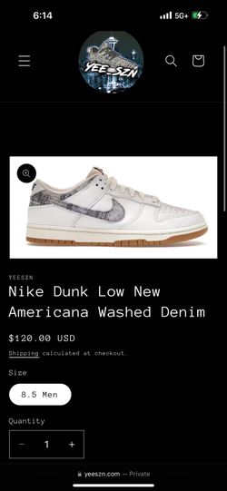 Nike Dunk Low Washed Denim Size 8.5 Men’s New