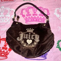 Vintage Brown Juicy Couture Purse Handbag Satchel Bag Velour Y2K 