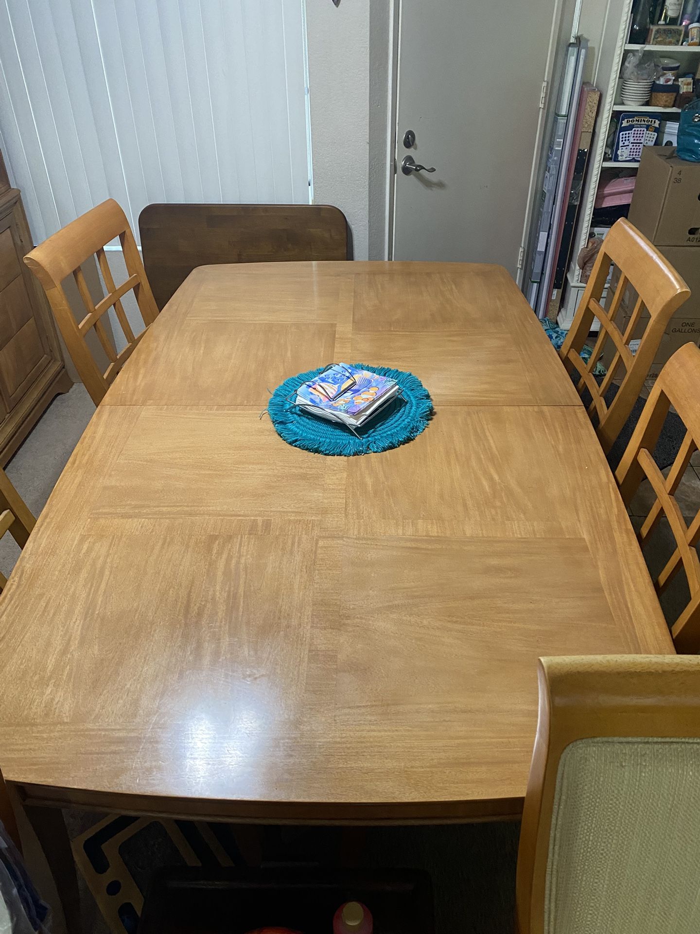 Thomasville dining table 6 chairs maple