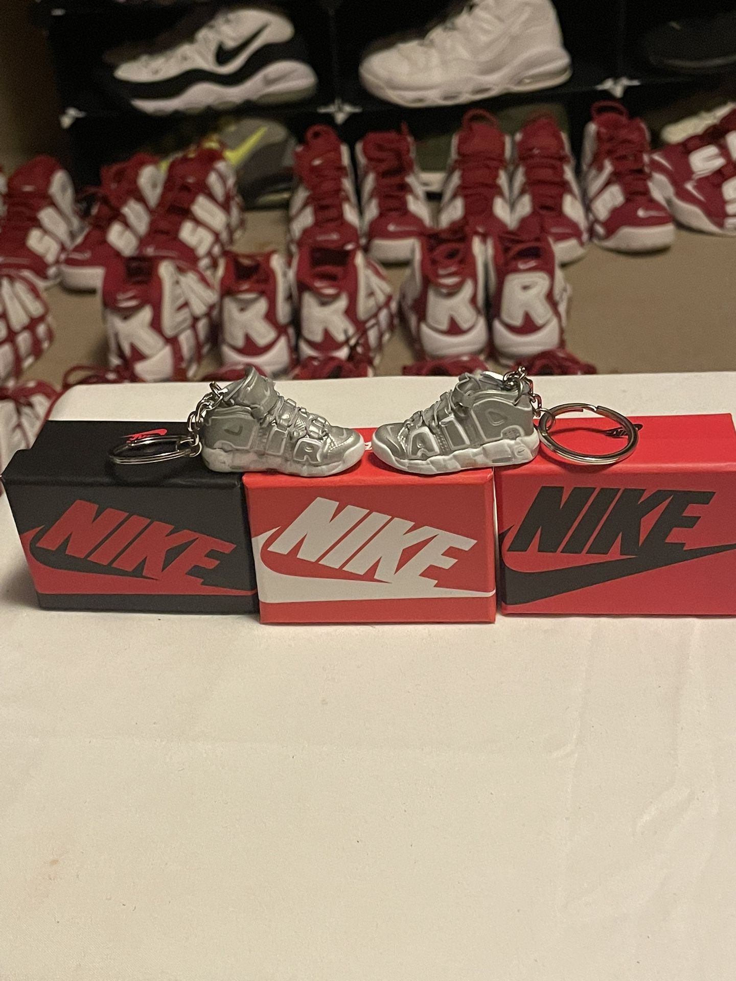 Nike Air More Uptempo Mini Keychains With Mini Nike Shoe Box
