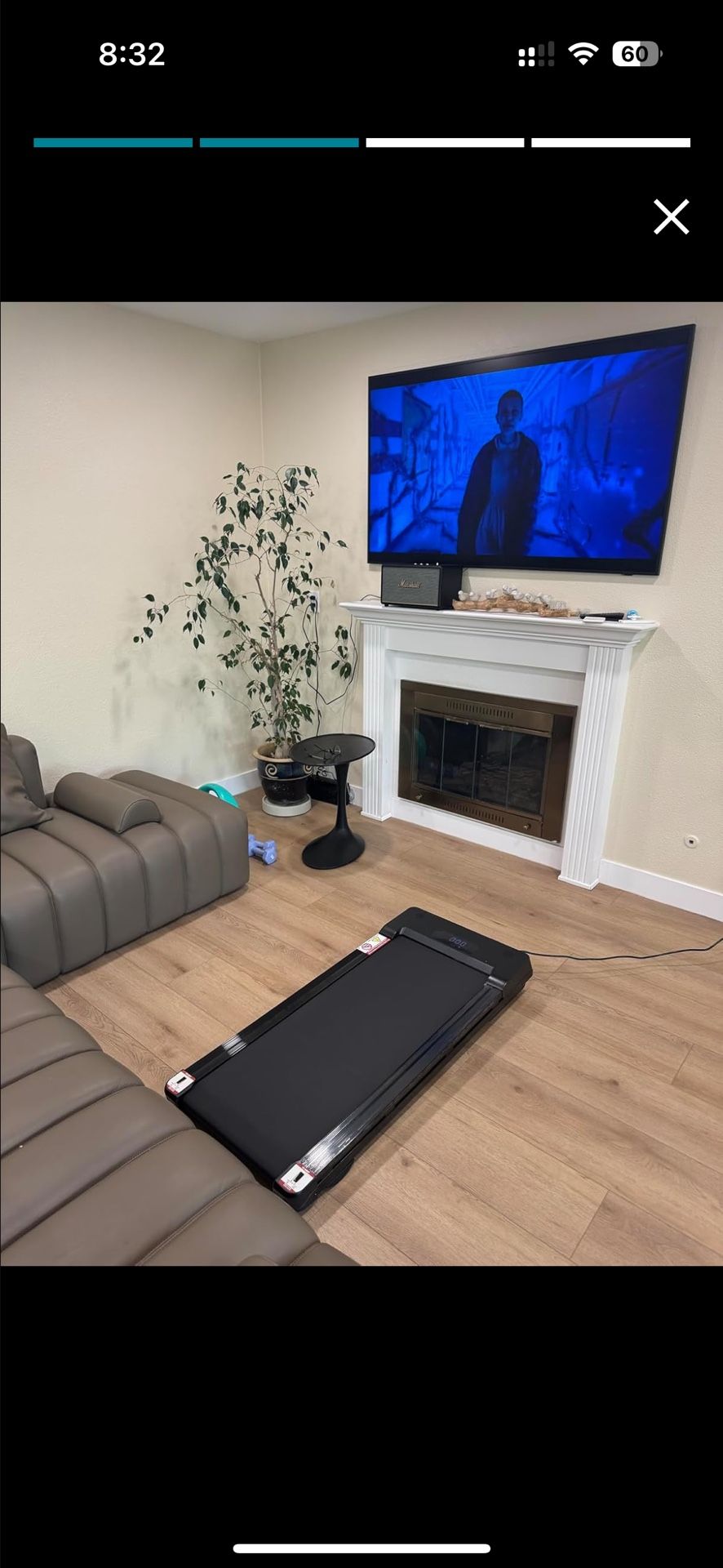 Portable 3-Level Incline Adjustable Treadmil