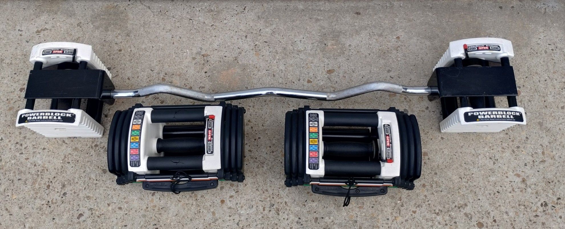 (YES IT'S STILL AVAILABLE) Two Powerblock 40 lb Adjustable Dumbbells and 25 lb EZ Curl Bar