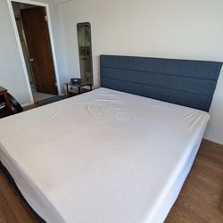 King Size Upholstered Platform Bed Frame with Headboard