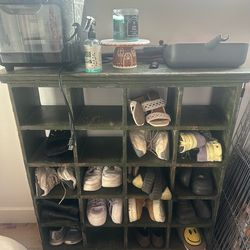 Vintage Rustic Green Shoe Shelf