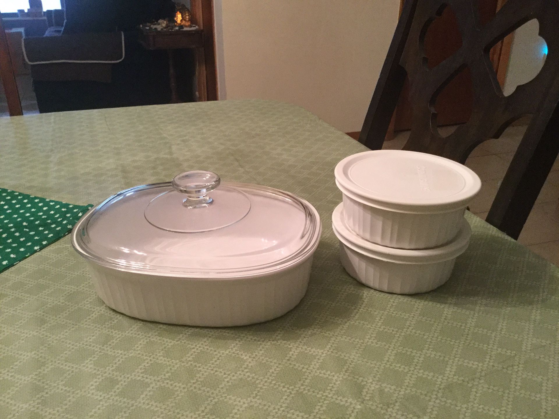 Corning Ware three pieces casserole set with lids