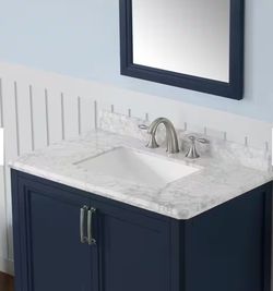 Sandon 36 in. W x 22 in. D x 34 in. H Single Sink Bath Vanity in Midnight White with Carrara Marble Top

