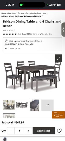Dining table with bench