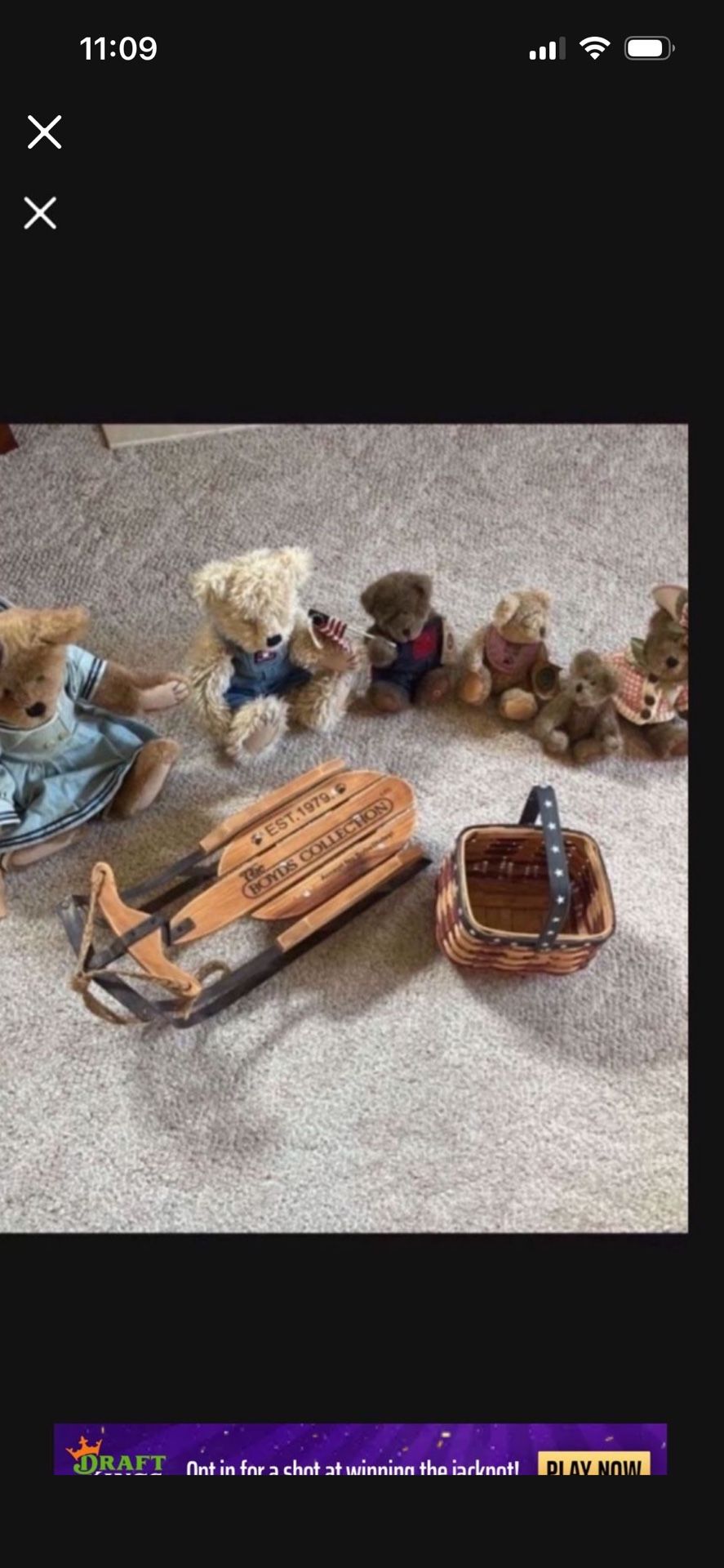 Bears Boyd’s Bears All You See For 55.00 Dollars 6 Bears 1 Sled 1 Basket