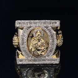 10KT Yellow Gold Jesus Diamond Ring 22.70g 1.75CTW Size 10 182253