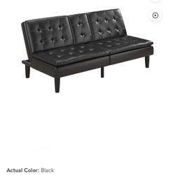 Black Faux Leather Couch