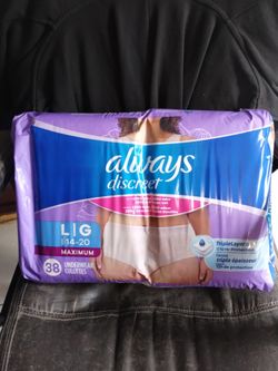 ADULT ALWAYS DISCREET PULL UPS SIZE LARGE  (14-20)... 38 count