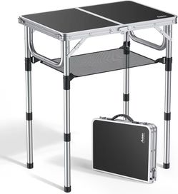 Folding Camping Table, Aluminum 24" x 16" Adjustable Height -NEW (2794/6)